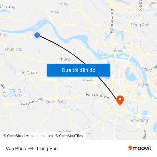 Vân Phúc to Trung Văn map