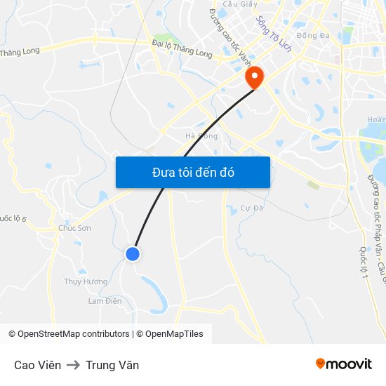 Cao Viên to Trung Văn map