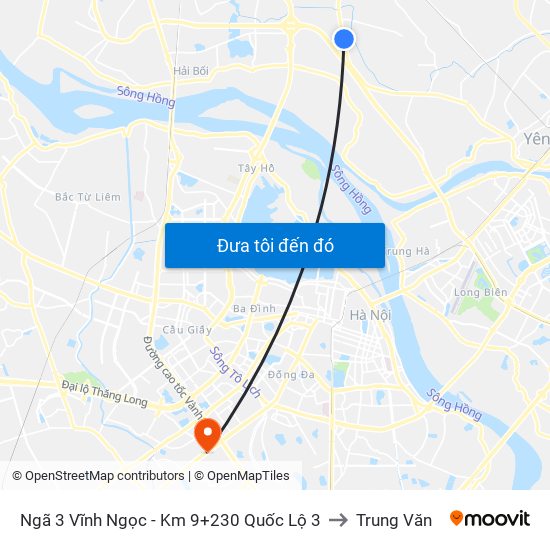 Ngã 3 Vĩnh Ngọc - Km 9+230 Quốc Lộ 3 to Trung Văn map