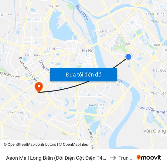 Aeon Mall Long Biên (Đối Diện Cột Điện T4a/2a-B Đường Cổ Linh) to Trung Văn map