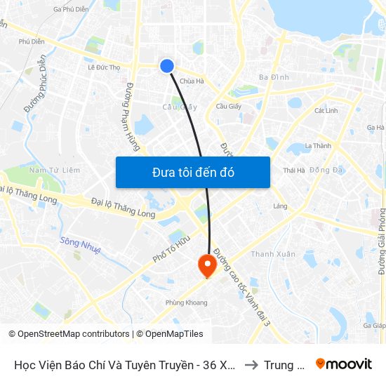 Học Viện Báo Chí Và Tuyên Truyền - 36 Xuân Thủy to Trung Văn map