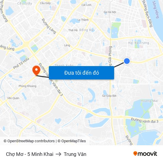 Chợ Mơ - 5 Minh Khai to Trung Văn map
