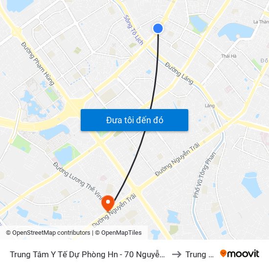 Trung Tâm Y Tế Dự Phòng Hn - 70 Nguyễn Chí Thanh to Trung Văn map