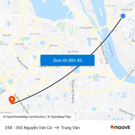 358 - 360 Nguyễn Văn Cừ to Trung Văn map