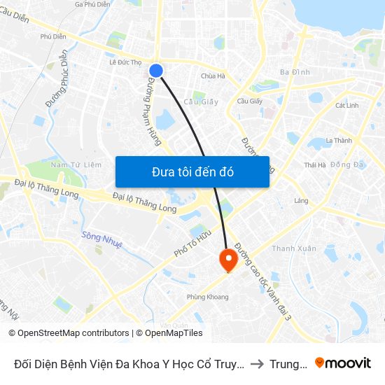 Nhà Máy Nước Mai Dịch - Phạm Hùng to Trung Văn map