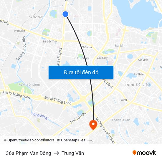 36a Phạm Văn Đồng to Trung Văn map