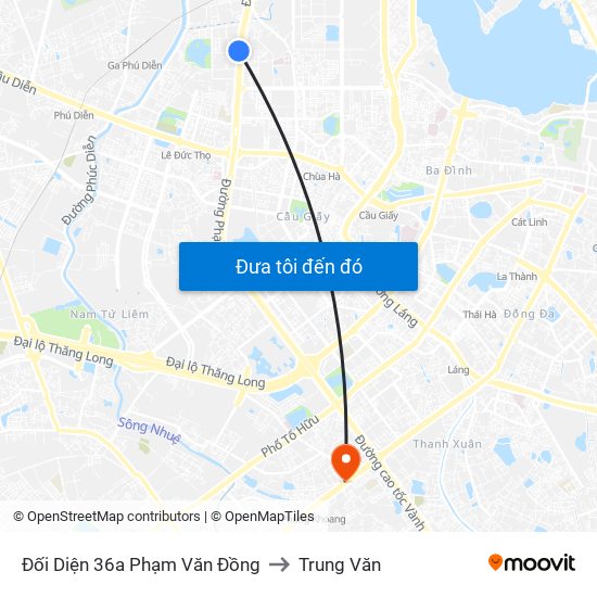 Đối Diện 36a Phạm Văn Đồng to Trung Văn map