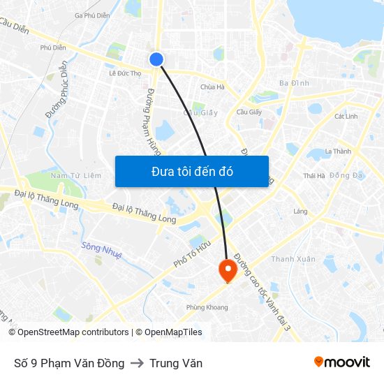 Số 9 Phạm Văn Đồng to Trung Văn map