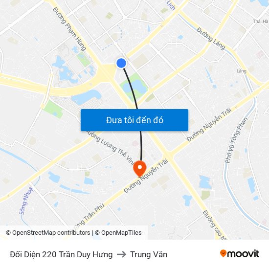 Đối Diện 220 Trần Duy Hưng to Trung Văn map