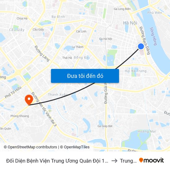 Đối Diện Bệnh Viện Trung Ương Quân Đội 108 - Trần Hưng Đạo to Trung Văn map