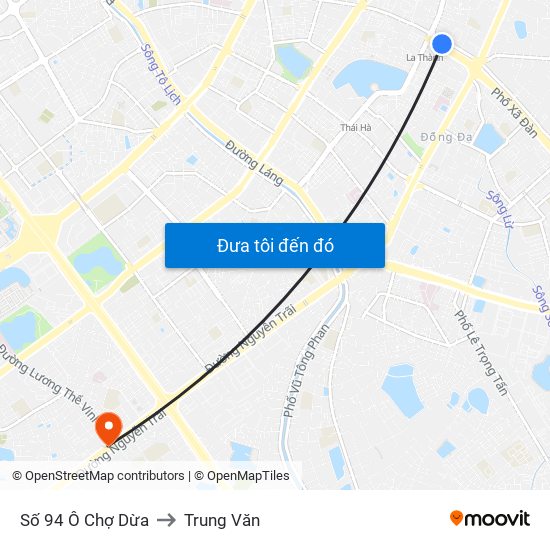 Số 94 Ô Chợ Dừa to Trung Văn map