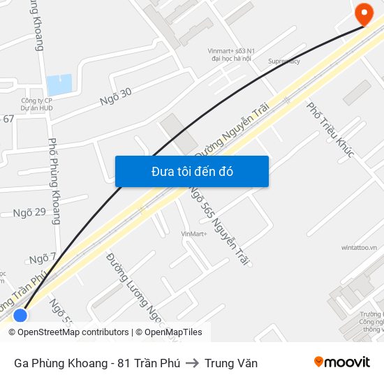 Ga Phùng Khoang - 81 Trần Phú to Trung Văn map