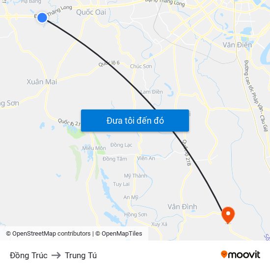 Đồng Trúc to Trung Tú map