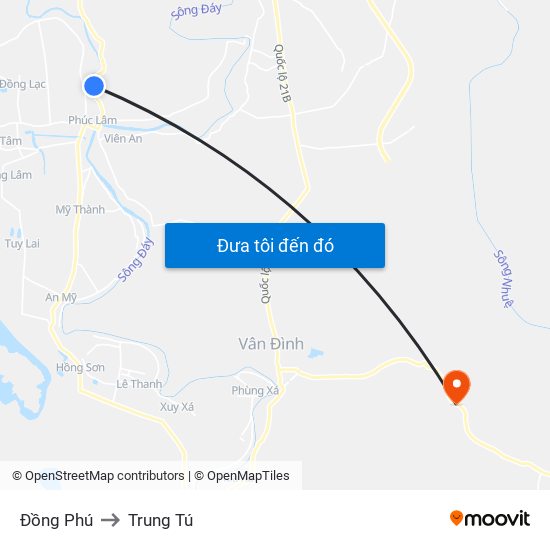 Đồng Phú to Trung Tú map