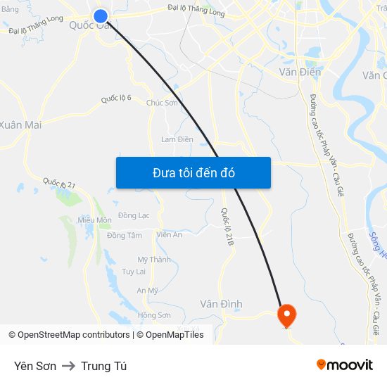 Yên Sơn to Trung Tú map