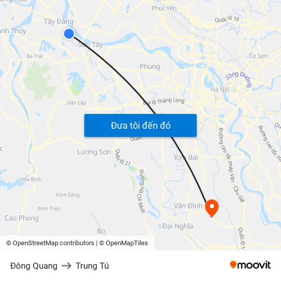 Đông Quang to Trung Tú map