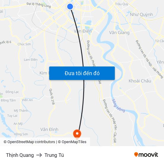 Thịnh Quang to Trung Tú map