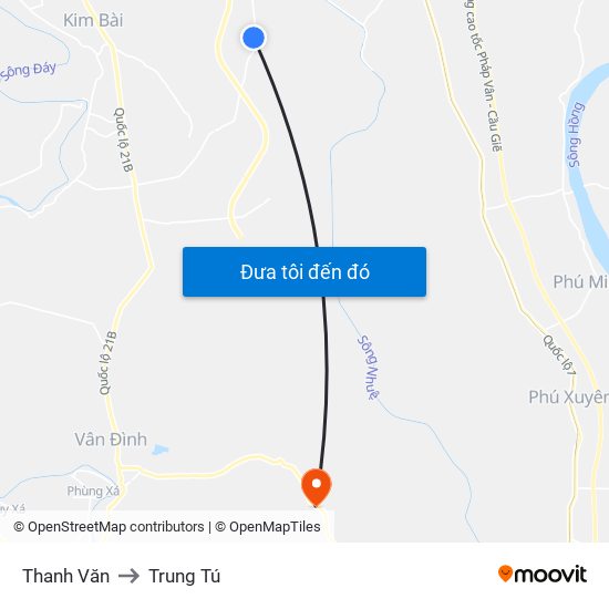 Thanh Văn to Trung Tú map