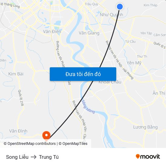 Song Liễu to Trung Tú map