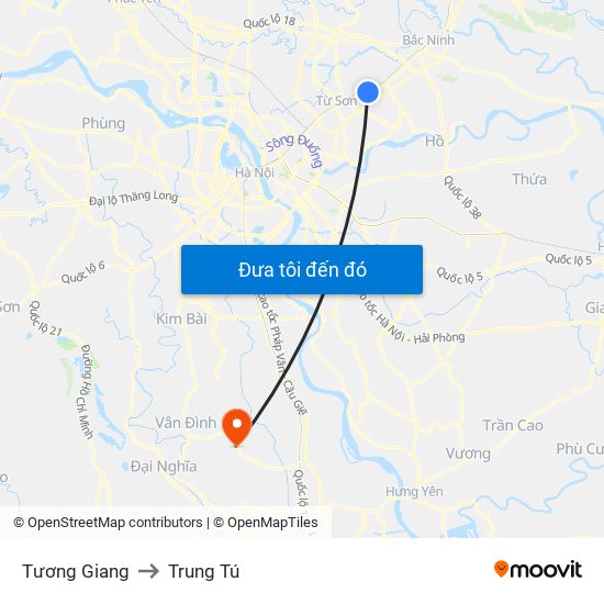 Tương Giang to Trung Tú map