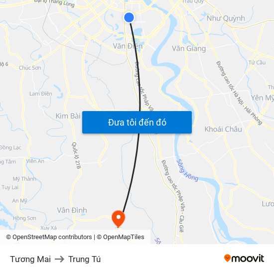 Tương Mai to Trung Tú map