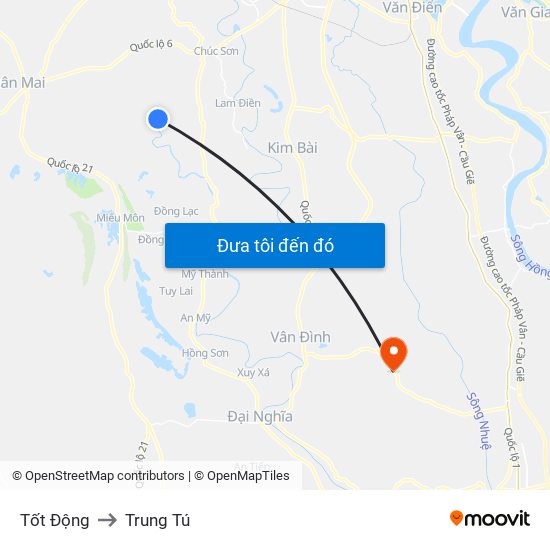 Tốt Động to Trung Tú map
