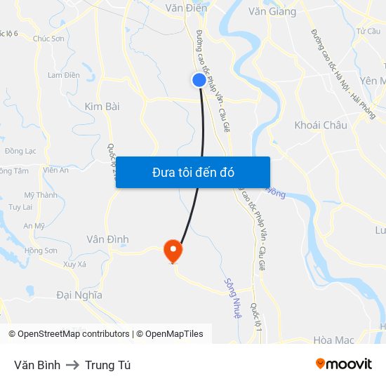 Văn Bình to Trung Tú map