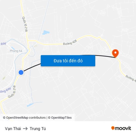 Vạn Thái to Trung Tú map