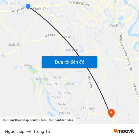 Ngọc Liệp to Trung Tú map