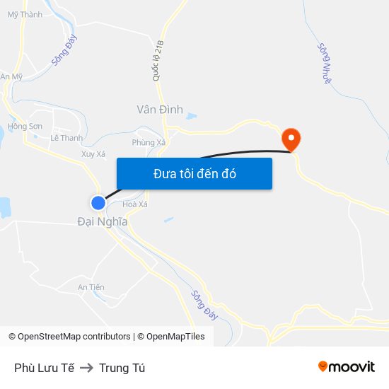 Phù Lưu Tế to Trung Tú map