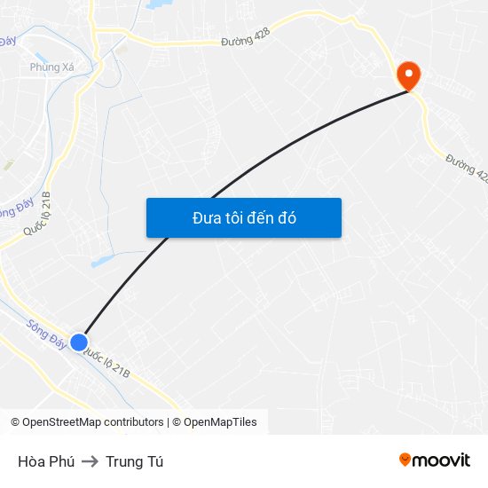 Hòa Phú to Trung Tú map