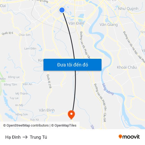 Hạ Đình to Trung Tú map