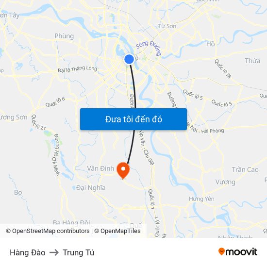 Hàng Đào to Trung Tú map