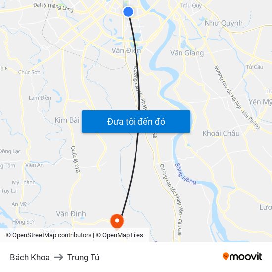 Bách Khoa to Trung Tú map