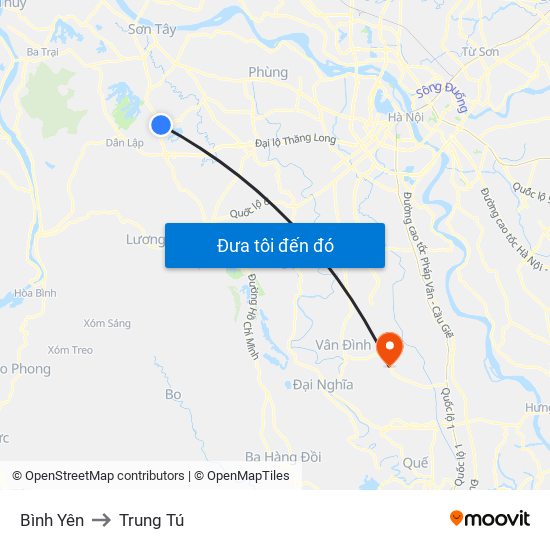 Bình Yên to Trung Tú map
