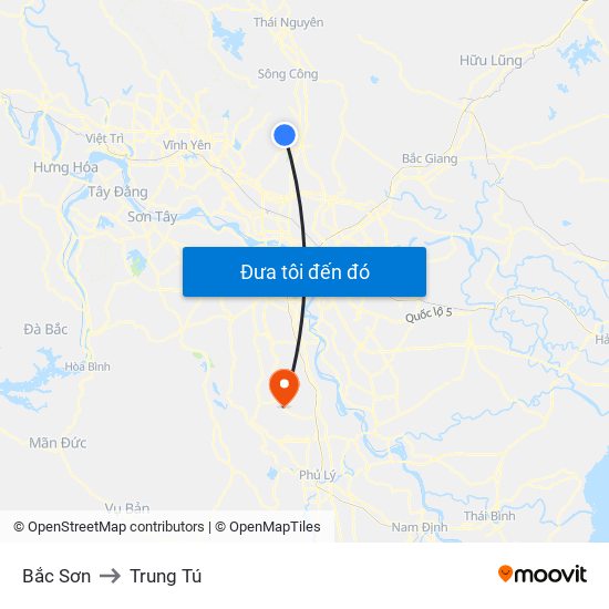 Bắc Sơn to Trung Tú map