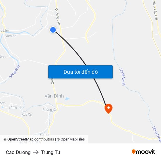 Cao Dương to Trung Tú map