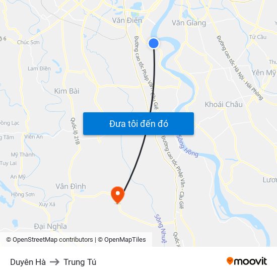 Duyên Hà to Trung Tú map