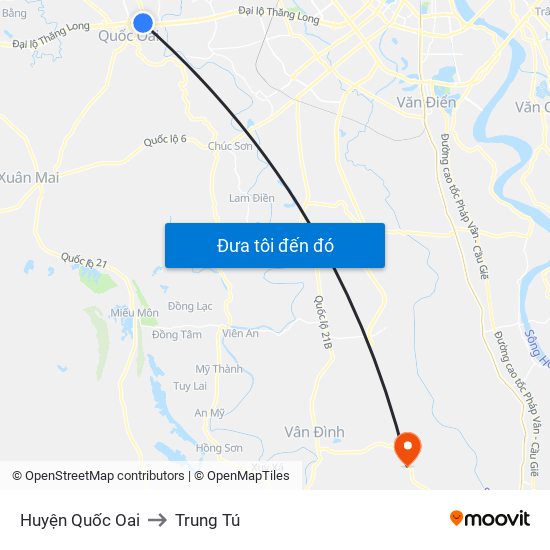 Huyện Quốc Oai to Trung Tú map