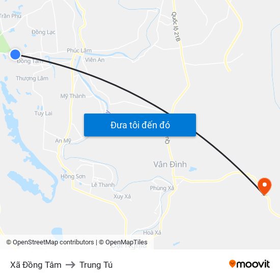 Xã Đồng Tâm to Trung Tú map