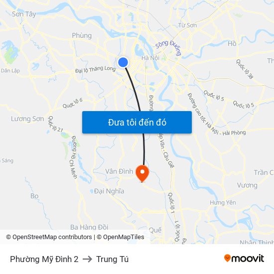 Phường Mỹ Đình 2 to Trung Tú map