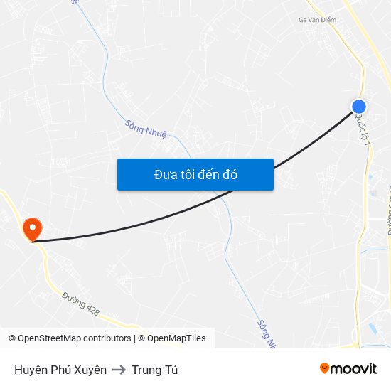 Huyện Phú Xuyên to Trung Tú map