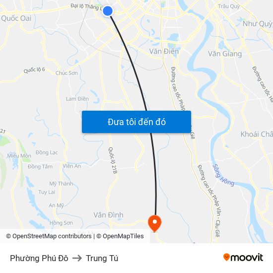 Phường Phú Đô to Trung Tú map