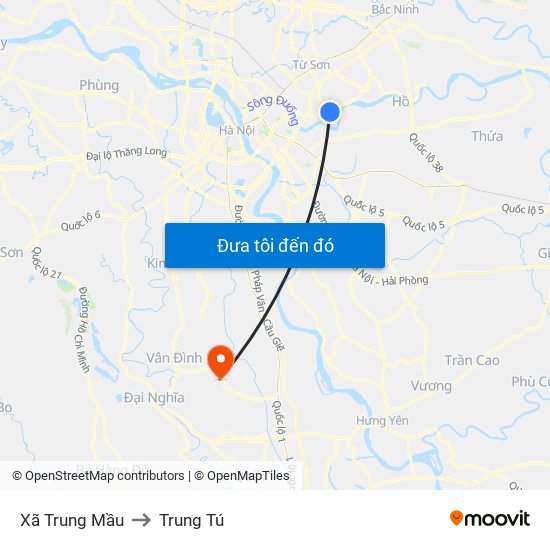 Xã Trung Mầu to Trung Tú map