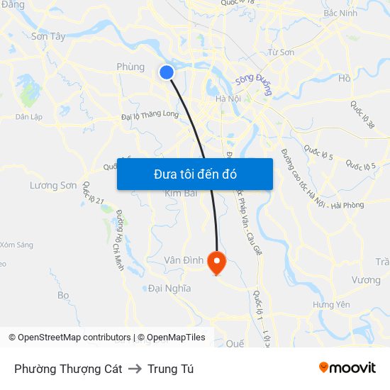 Phường Thượng Cát to Trung Tú map