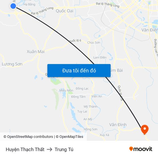 Huyện Thạch Thất to Trung Tú map