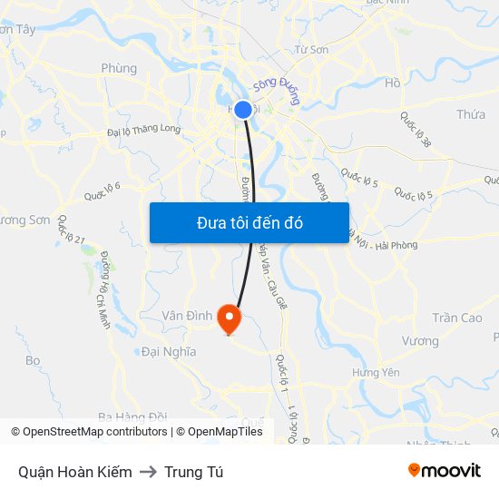 Quận Hoàn Kiếm to Trung Tú map