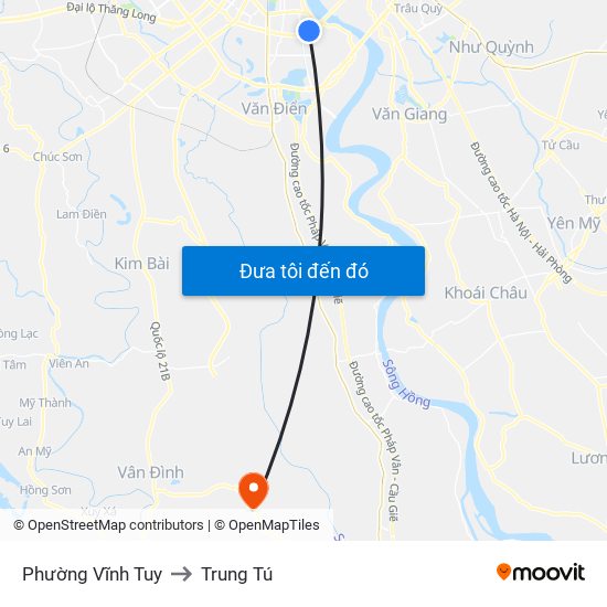 Phường Vĩnh Tuy to Trung Tú map