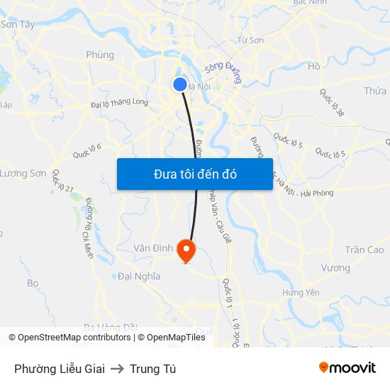 Phường Liễu Giai to Trung Tú map