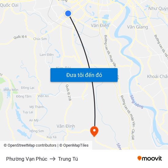 Phường Vạn Phúc to Trung Tú map